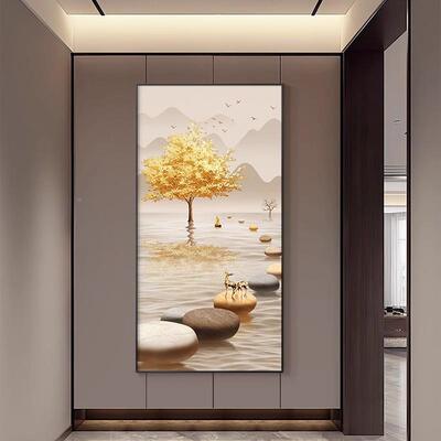 时来转入户玄关装饰现代轻画奢运发财树壁画高廊档抽象CZT走过道