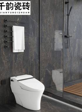 哑光黑大理石砖瓷砖60012色00卫生间浴室防74381滑地砖x墙仿古砖