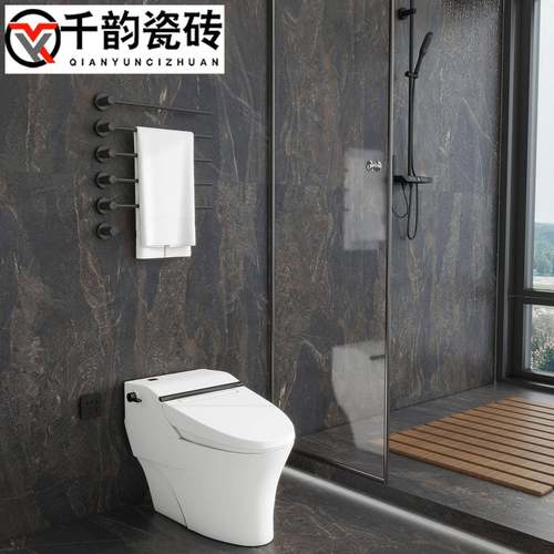 哑光黑大理石砖瓷砖60012色00卫生间浴室防74381滑地砖x墙仿古砖