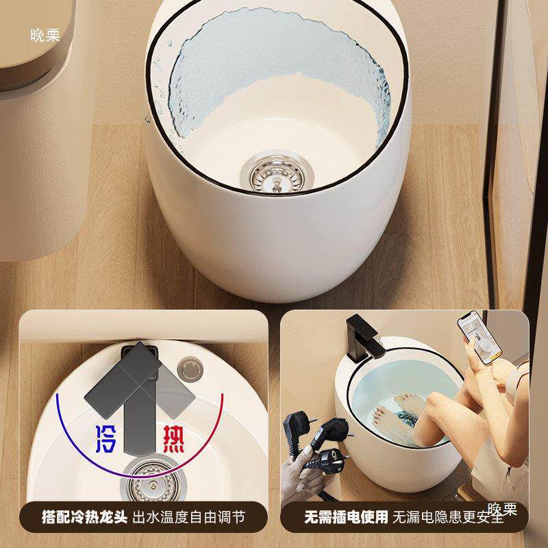 卫蓝经典泡脚池加深鹅蛋形934陶盆瓷脚洗泡池卫生间脚多功能水池W