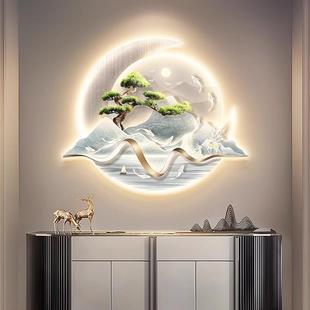 轻中奢进门玄厅关装 高档客茶室壁画过道走廊圆山ART形水 饰画新式