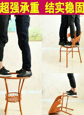 闲台小藤椅子单人扶手背靠椅阳OQS编织家用老人庭院单个休户外藤