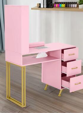 源头工厂粉色甲台内腕置吸尘器手垫分区带储物PFW专用美美甲桌