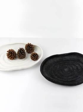 现代约轻奢脂肌面理树托盘样板房客厅茶几收纳桌家居装PL-015饰品