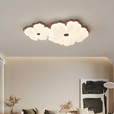 室谱护眼吸全顶灯中古奶光Ceiling油风房间卧灯胡桃木客厅灯大气l