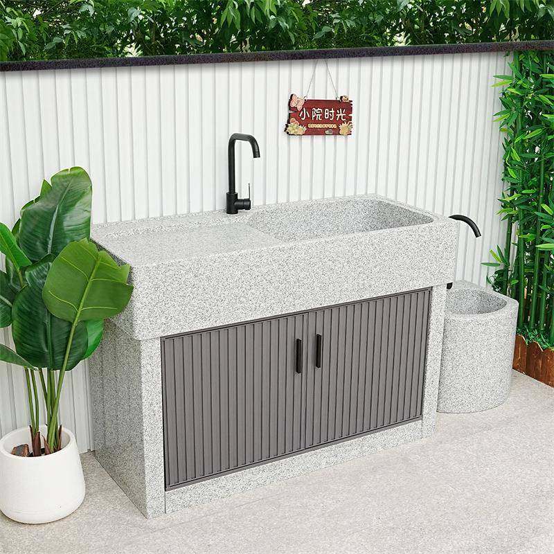然理573大石洗衣池台盆阳台户外庭院花池园整石天一体洗手平台水