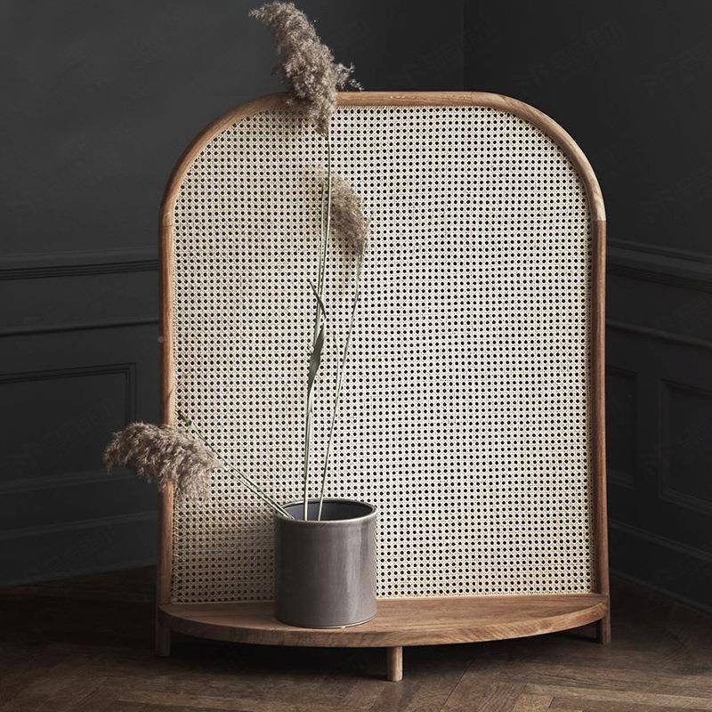 简约现代折屏隔断折/墙北欧复古藤屏风断客厅编叠移隔动卧室遮挡