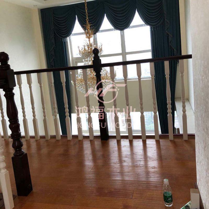 VDD自建别墅室内实家用阳台栏走廊中式复式旋梯转木木质楼护扶手