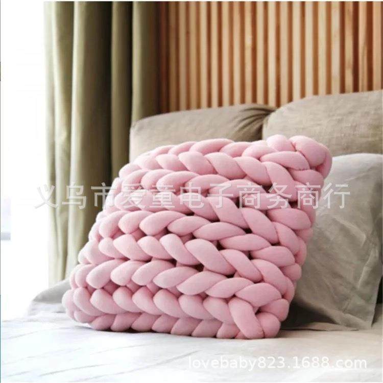 in款s北欧布条编织抱枕靠垫o条hhio新布线编织粗抱枕沙发bz0021靠