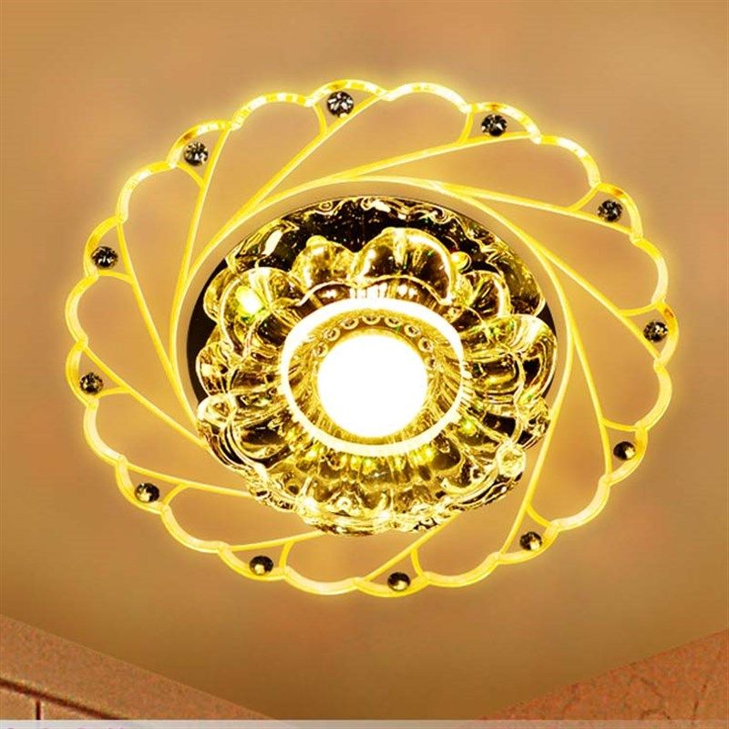 水晶LED天花灯嵌入式筒灯客厅水晶走廊过道灯玄关灯三色家用射灯