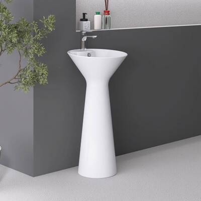 立柱盆庭院户外阳洗落手池多款式地式洗手间Pedestal陶瓷体盆一现