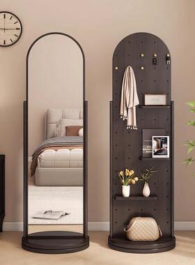 旋转级感全身镜地木质洞高洞板家用女生卧高室级挂衣JOJ架落一体