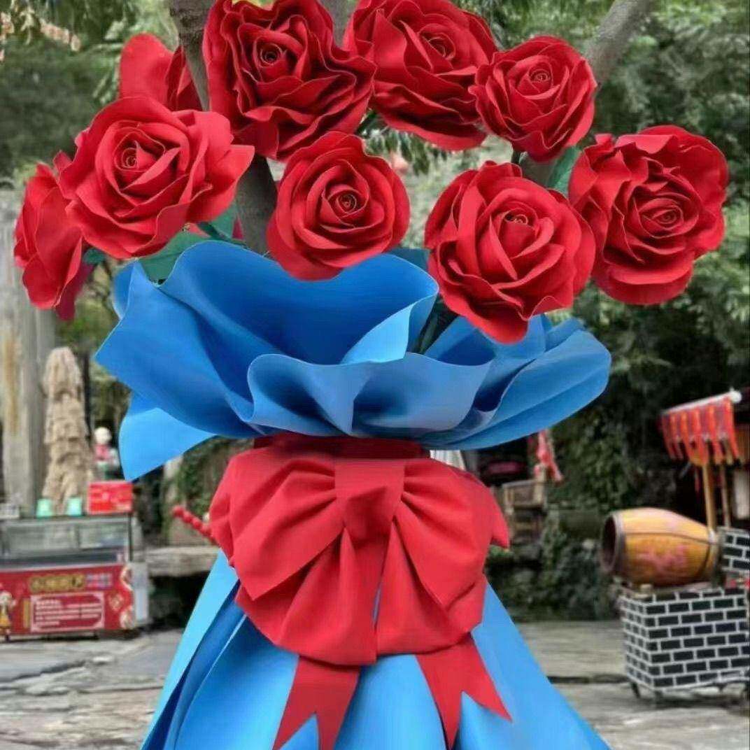 大树型装饰巨玫瑰花型玫大花瑰eva超级花束仿真玫瑰巨纸造景美陈