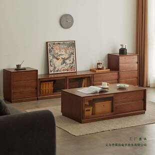 茶几电视柜组合轻奢客厅家用小户型全实木新中式卧室电视机柜整装