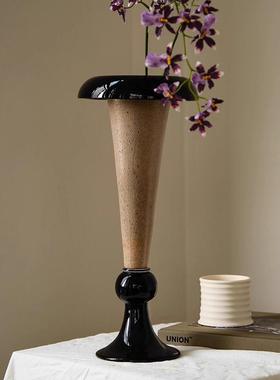 中花瓶QL85A稀有洒高脚肌理新中式侘寂高艺术手工琉璃银花器摆古