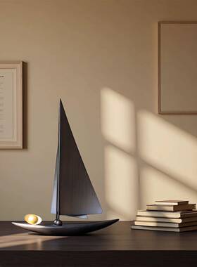 中面古风高级感一帆风OWV顺公帆船摆件样板间视柜电书房办室桌装