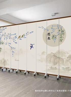 复屏古中式风隔客卧室玄关办公室可移动折叠山水77375花断鸟装厅