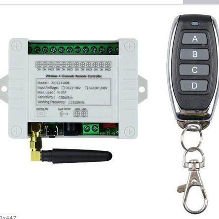 RF频射直流12伏24伏36伏4路无线0控开关/1A继电器/880遥常开常闭