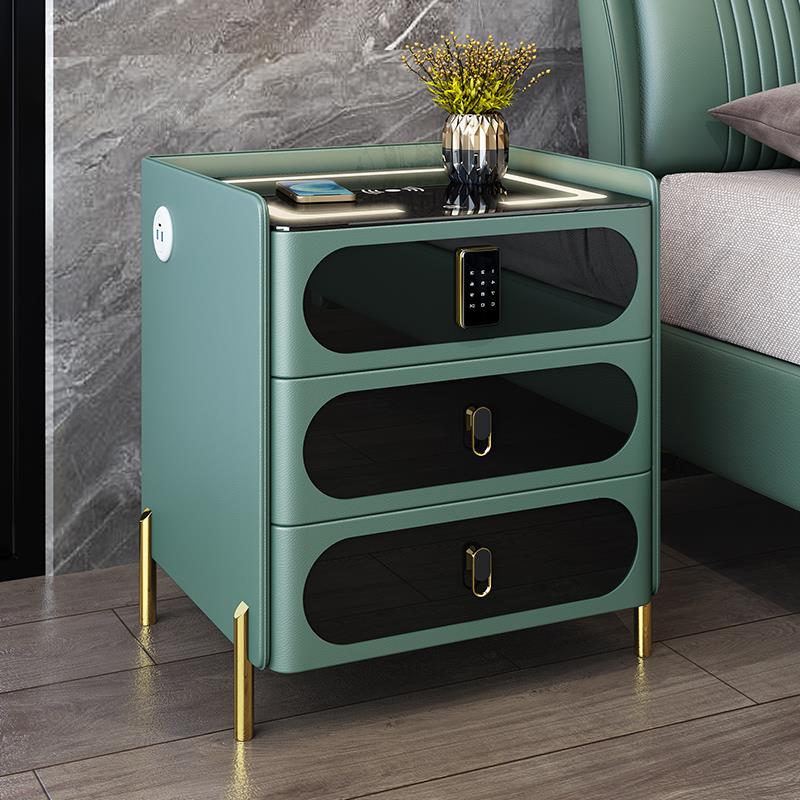 7T时代尚实木线智能卧床头柜皮艺轻奢简约TWY现收纳柜室带锁无充