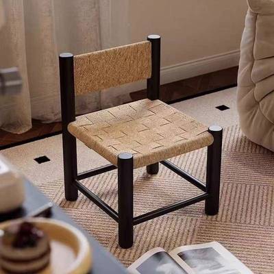 实木矮凳简子藤编约小板凳中古风客厅脚凳YHH家用沙发凳入户换凳