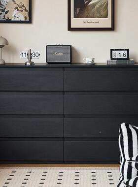 用黑色斗柜家卧室收纳柜大容屉量简约现代抽柜多层SIP储物电客厅