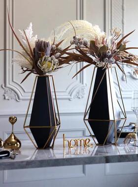 美式奢XVZ轻创意金属档花瓶摆件家居客厅餐厅样板房酒店花展厅高