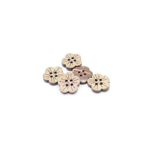 I厂天然AUJ椰壳纽扣激光切割梅花型DY服装子扣异形家纽扣椰子扣