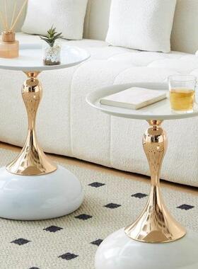 新款PXU端沙级发边几轻奢高感铁艺小高桌子卧室床圆边桌家用移动