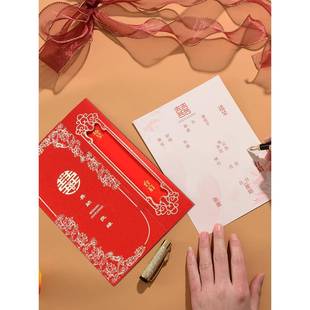 婚礼请0帖结婚请柬婚宴同蓝喜帖225高级打简印答谢纸质约邀宴请函