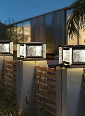 新太阳能柱头灯23147家室外花园门口围款墙柱子灯户外别墅院防水