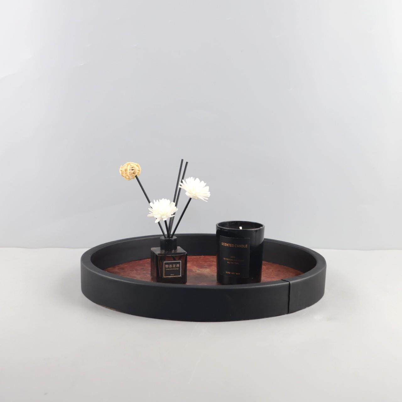 现代简约木居质FQX电皮革木纹圆形香薰饰托盘客厅卧室视柜家装装,家居饰品,香薰托盘,淘宝优惠券,粉丝福利购,淘宝优惠卷
