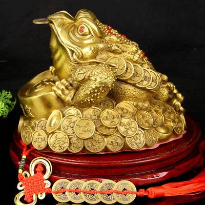 铜室金蟾摆件三足金蝉财FCQ蟾蜍铜元宝金钱金办店铺公开业家居蟾