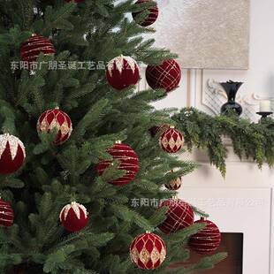 饰品6 0CM彩绘植绒圣诞植球套圣诞树挂件 413绒圣诞1球餐装 新品