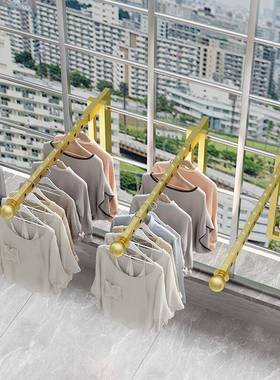 窗户衣神晾防盗器窗框折叠凉子衣51958架室内晒被推拉晾衣栏杆凉