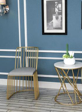 北欧简约厅吃奶饭椅子铁艺化妆梳餐妆台家用椅子茶背J2011店靠休
