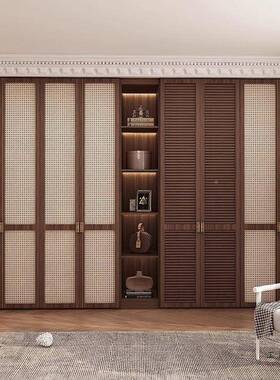 藤编门衣柜衣帽间门定制物复透气房间门古储门WJH柜柜门鞋柜门推