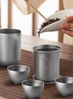 品现代轻奢旅行餐便携钛泡55175纯茶器钛野制户外轻便套装
