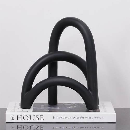 创意树脂几何摆件样板间书房轻奢桌面软装饰品店面展示架装饰摆设