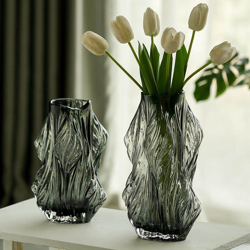 轻奢现代简约高级感褶皱玻璃花瓶大号水养鲜花样板间装饰艺术摆件,农用物资,其他肥料,淘宝优惠券,粉丝福利购,淘宝优惠卷
