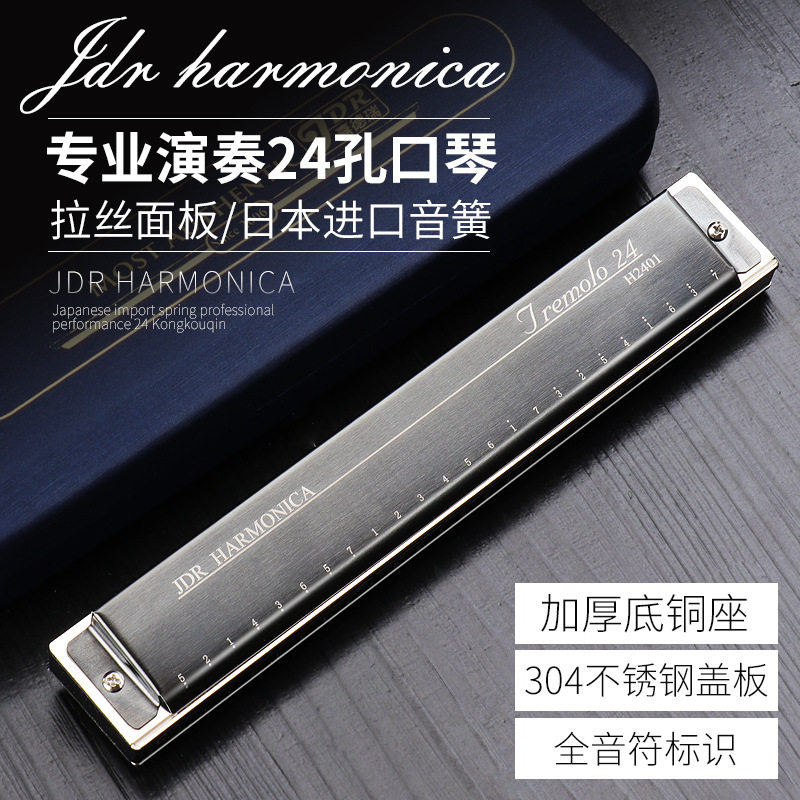 嘉德瑞口琴专业演奏24孔复音重音C调音乐教学培训儿童入门口琴