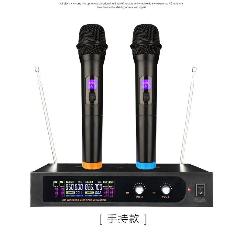 外贸一拖二无线麦克风家用KTV话筒直播手持麦克风动圈麦克风专业
