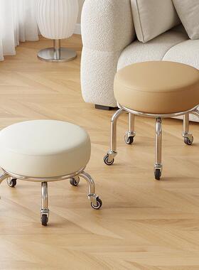 万向轮滑轮矮凳靠美缝小凳子用静音带娃家学步圆凳ZUU轮移动背椅