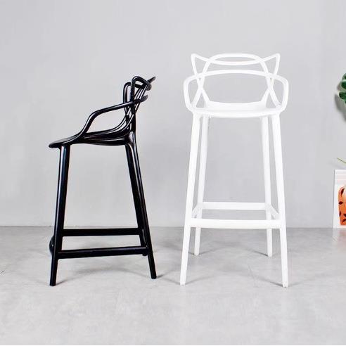 脚户外zt0402高约脚吧椅猫耳靠背北欧镂空椅吧椅高凳塑料酒吧简椅