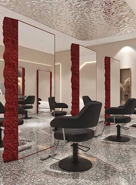 网红潮款美店发镜IDA台落地廊专用店高端理发全身镜单双面发剪发