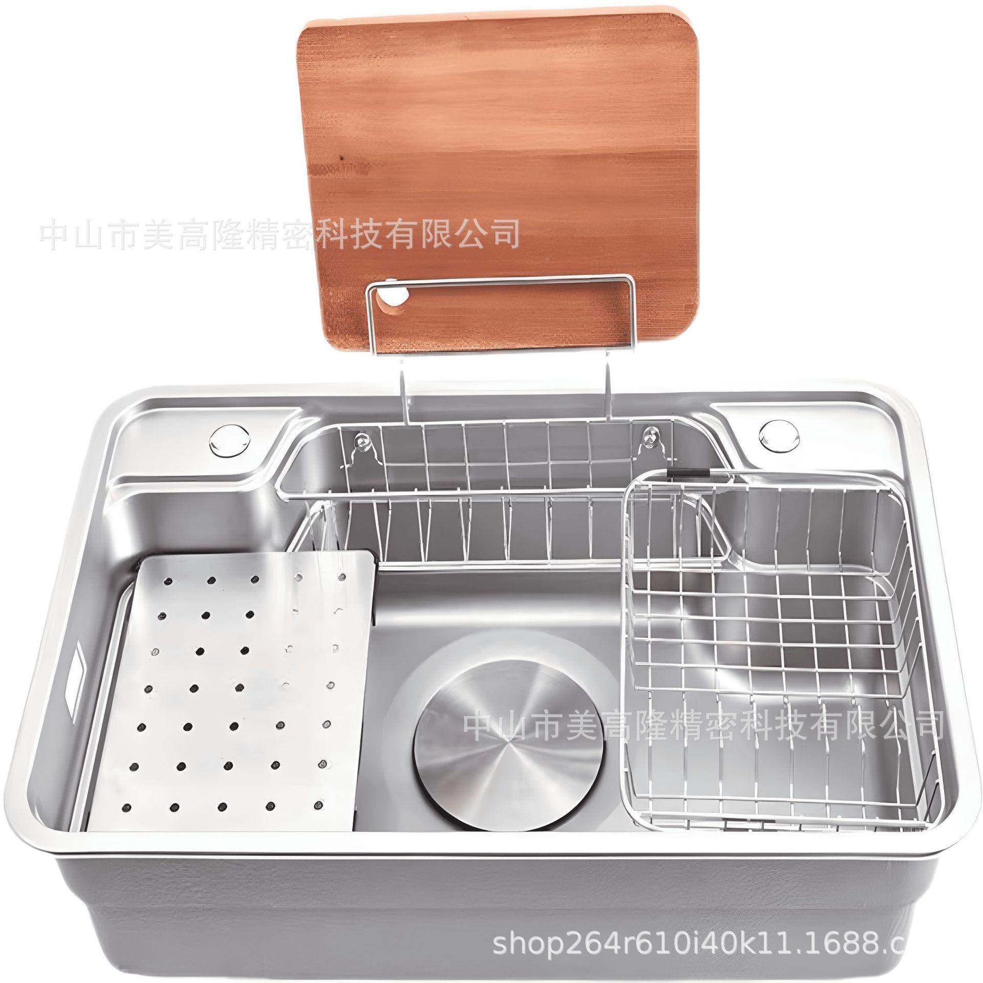 洗日压纹304盆不锈钢拉伸多功能水槽式大单槽菜洗碗厨GM7848房家