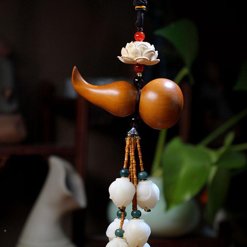 桃木葫后芦汽品85299车挂件莲花件佛算盘汽车装饰视镜挂饰新车礼