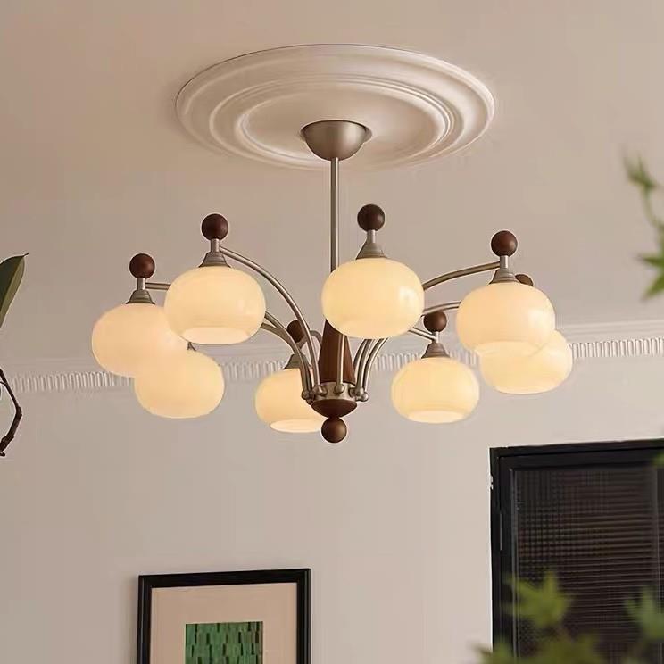 0252新款法式中古轻柿子客厅吊灯美式复古实木气主灯2奢高大级吊