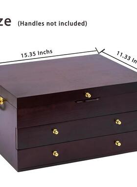 木银制器箱家用餐收纳盒木层制银器存储盒三抽屉CY-74954式储具物