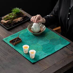 柿CX-90子染茶席手工双面茶盘壶承干道泡手缝茶刺绣茶布具茶旗茶