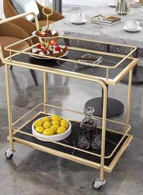 北欧移小推车档收纳车酒动店酒水车色多层铁艺餐车高餐厅传EUI金